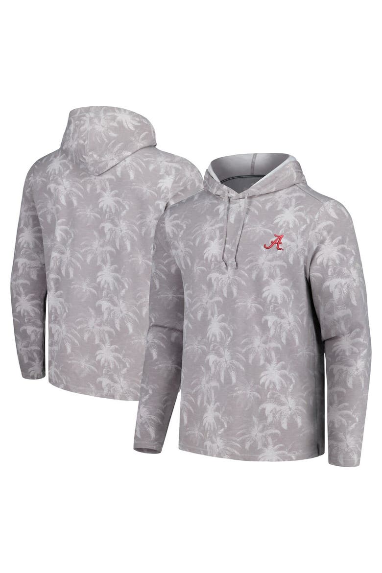 Men's Tommy Bahama Gray Alabama Crimson Tide Palm Frenzy Hoodie Long Sleeve T-Shirt, Alternate, color, Gray