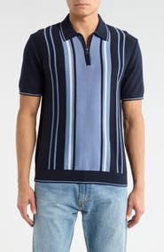 DENIM AND FLOWER Quarter Zip Knit Polo