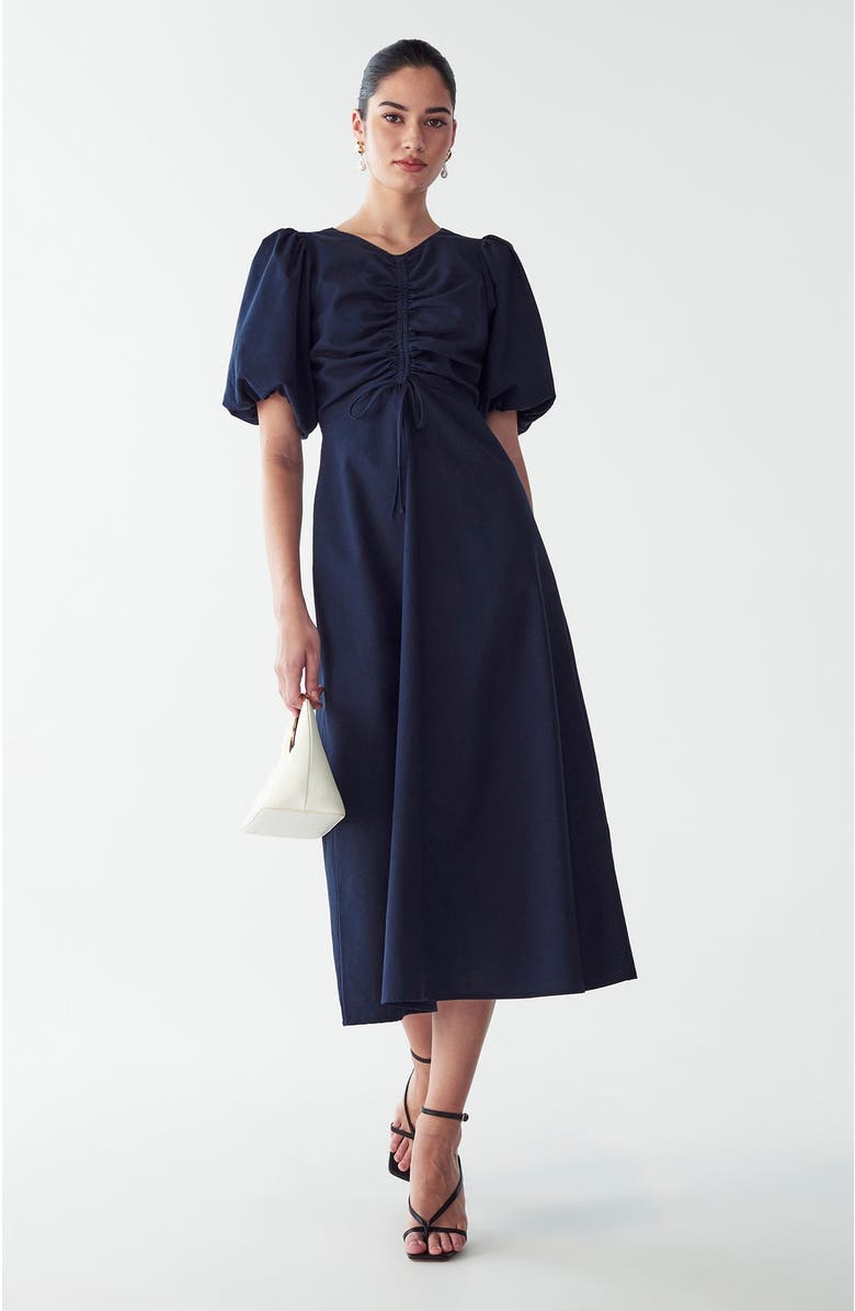 WILLA Shelly Midi Dress, Main, color, Navy Blue