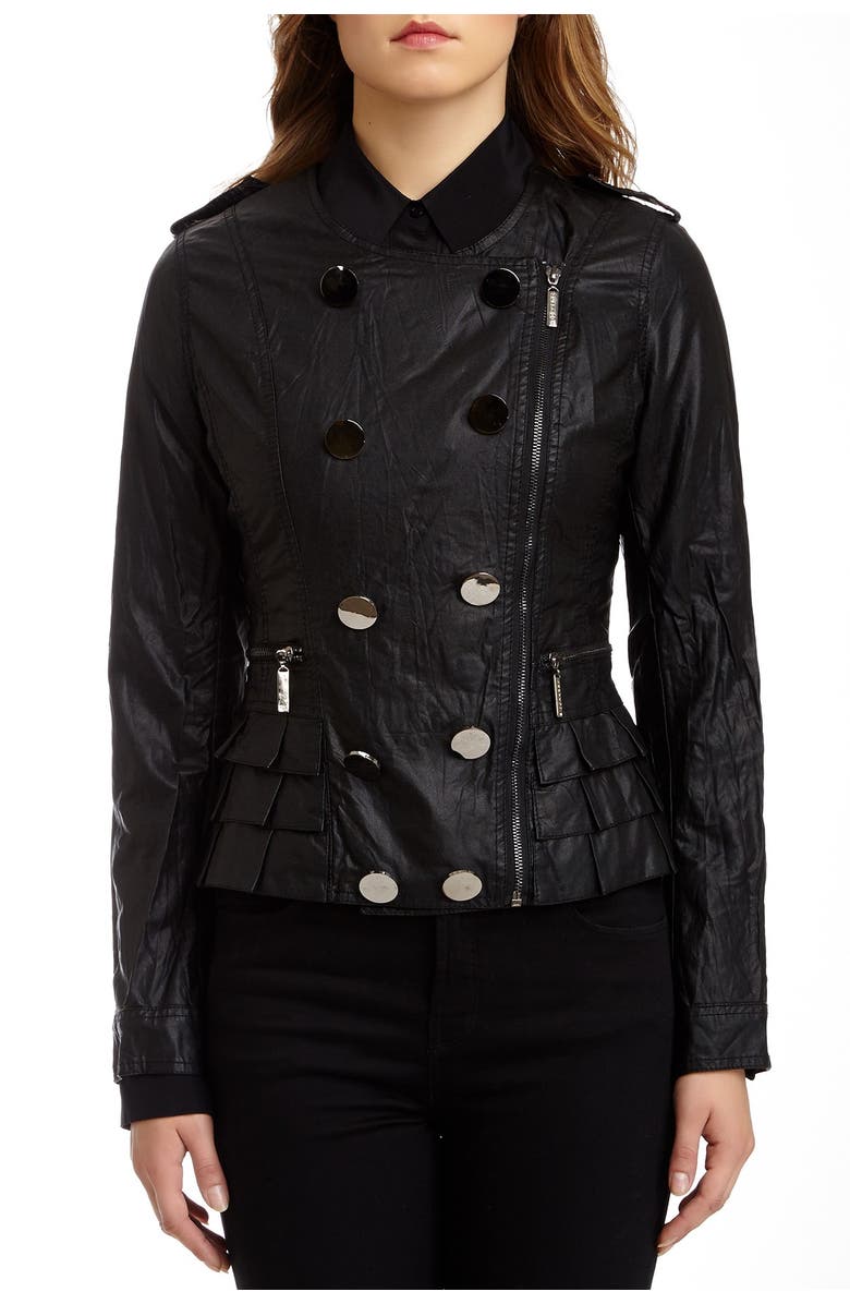 Vertigo Paris Faux Leather Ruffled Jacket, Alternate, color, 