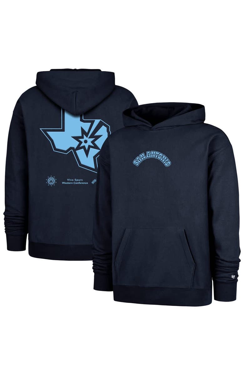 '47 Men's '47  Navy San Antonio Spurs 2024/25 City Edition Double Crossover Foundation Pullover Hoodie, Alternate, color, 