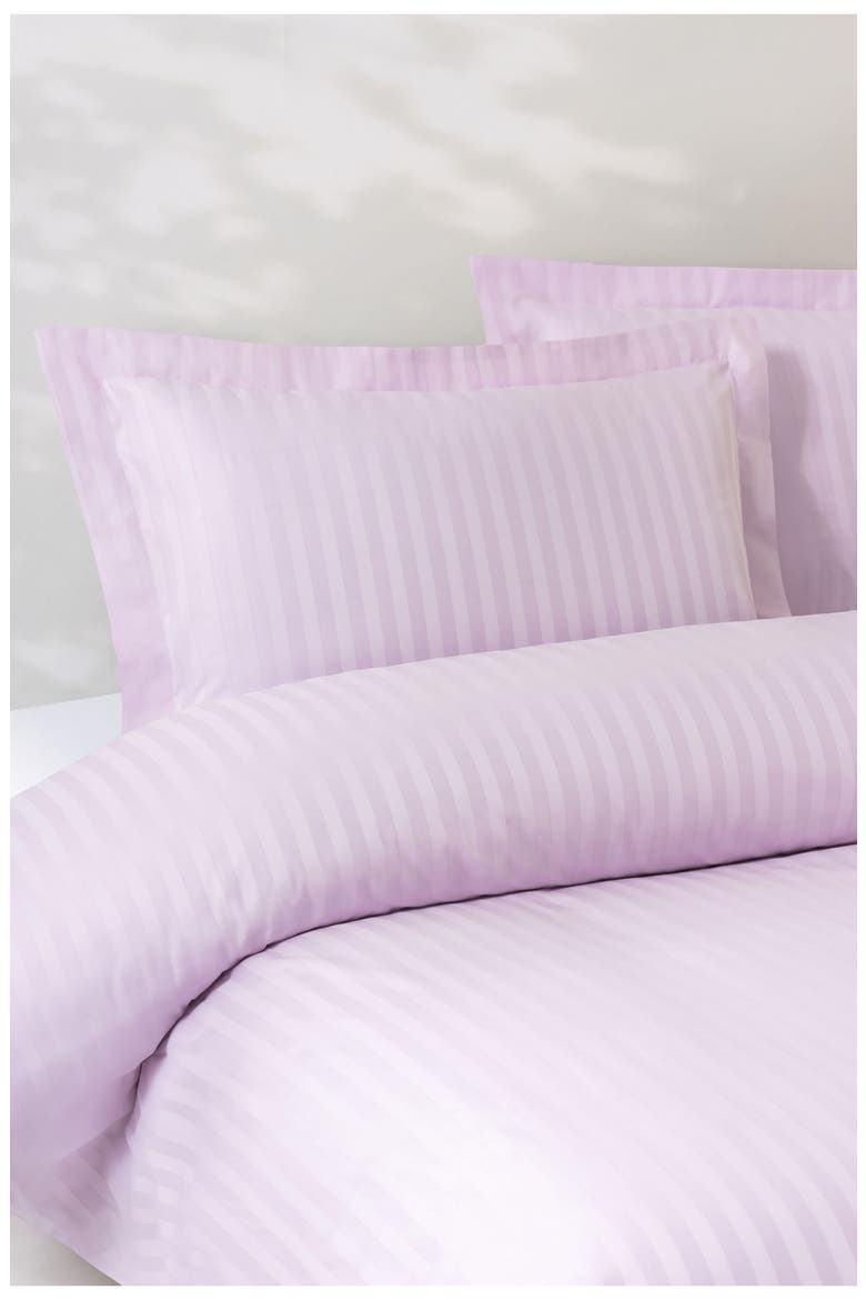 Sateen Stripe 3-Piece Duvet Set, Alternate, color, LILAC