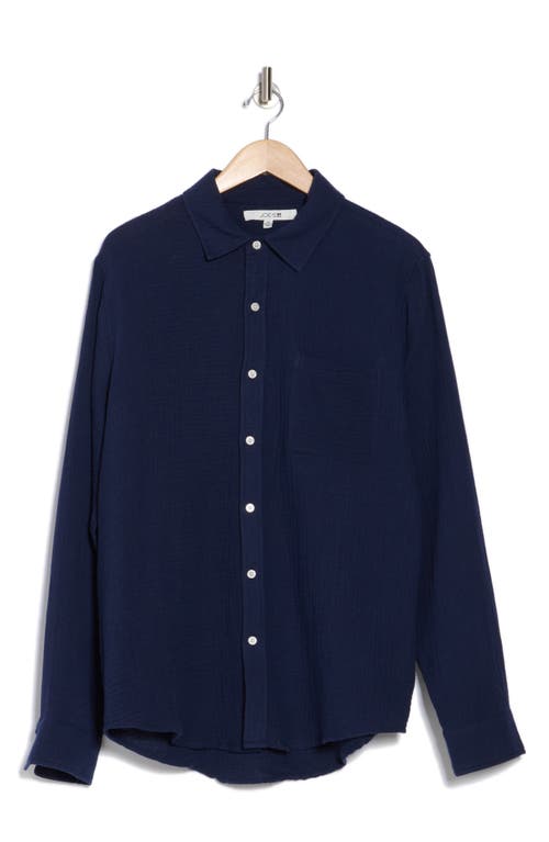 Joe's Cotton Gauze Button-up Shirt In Navy