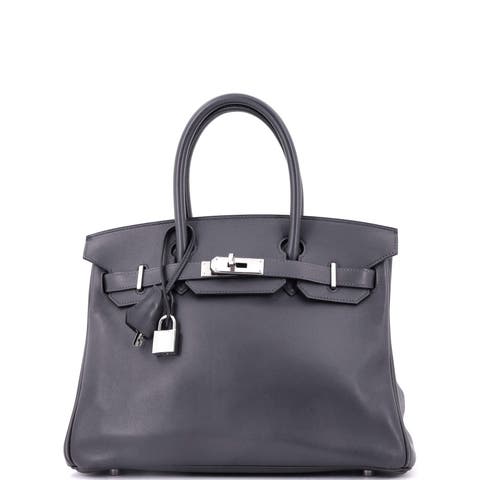 Birkin Handbag Grey Swift with Palladium Hardware 30