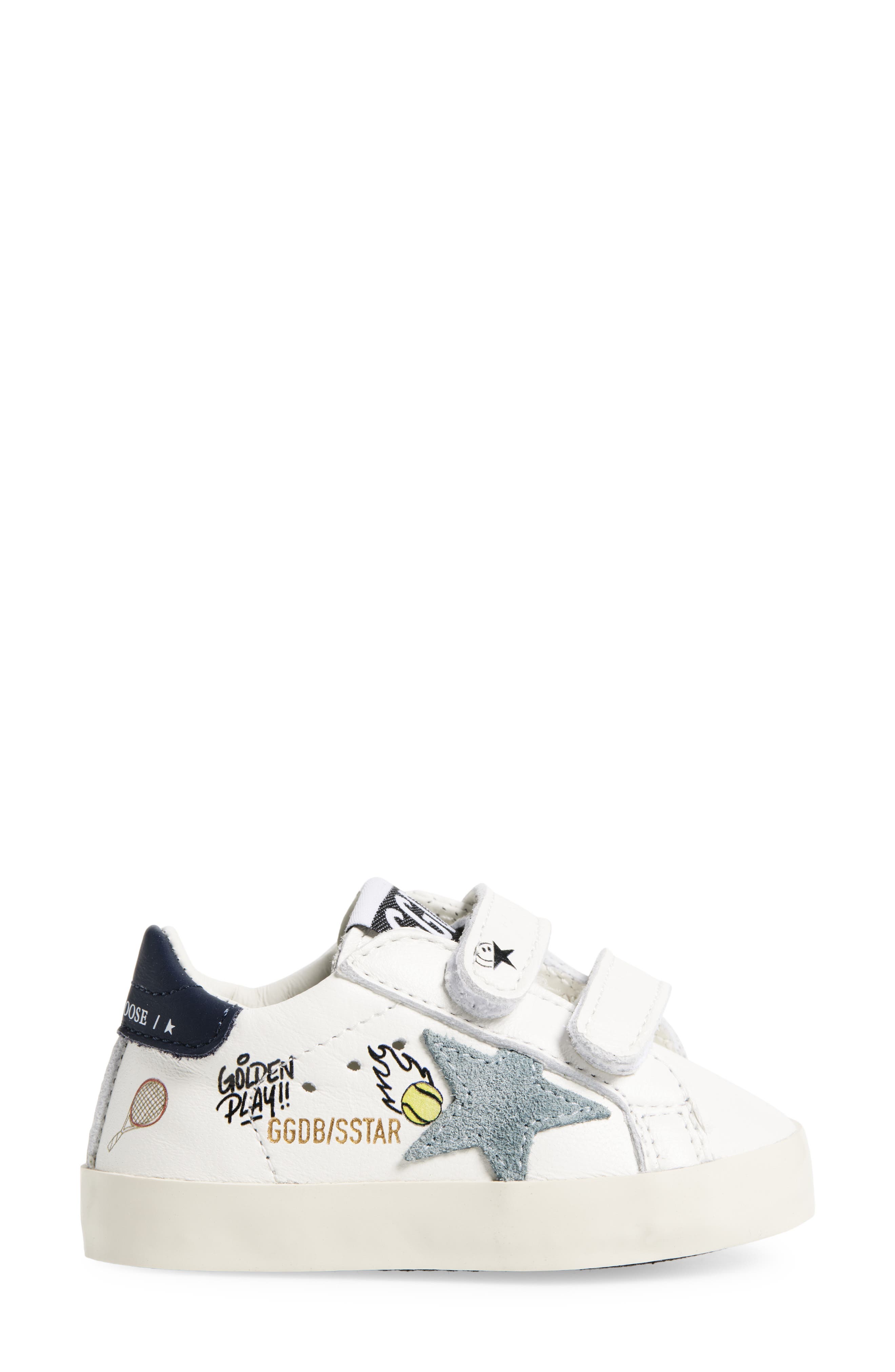 Golden Goose Baby School Leather Upper Sneaker, Alternate, color, White/ Light Blue/ Blue