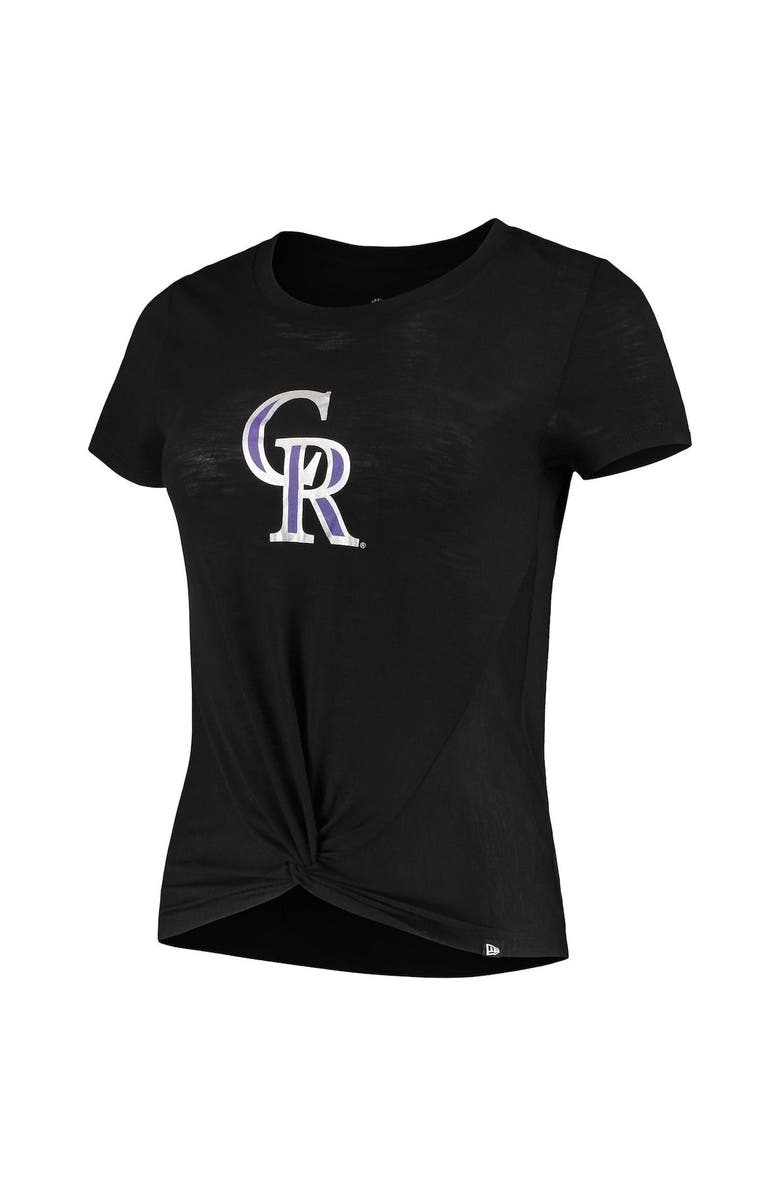 New Era Women's New Era Black Colorado Rockies 2-Hit Front Twist Burnout T-Shirt, Alternate, color, 