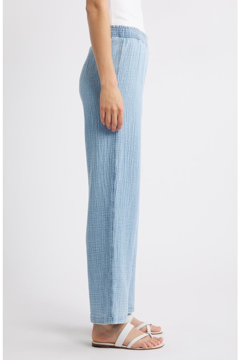 Cairo Smock Waist Cotton Pants, Alternate, color, BLUE ACID WASH