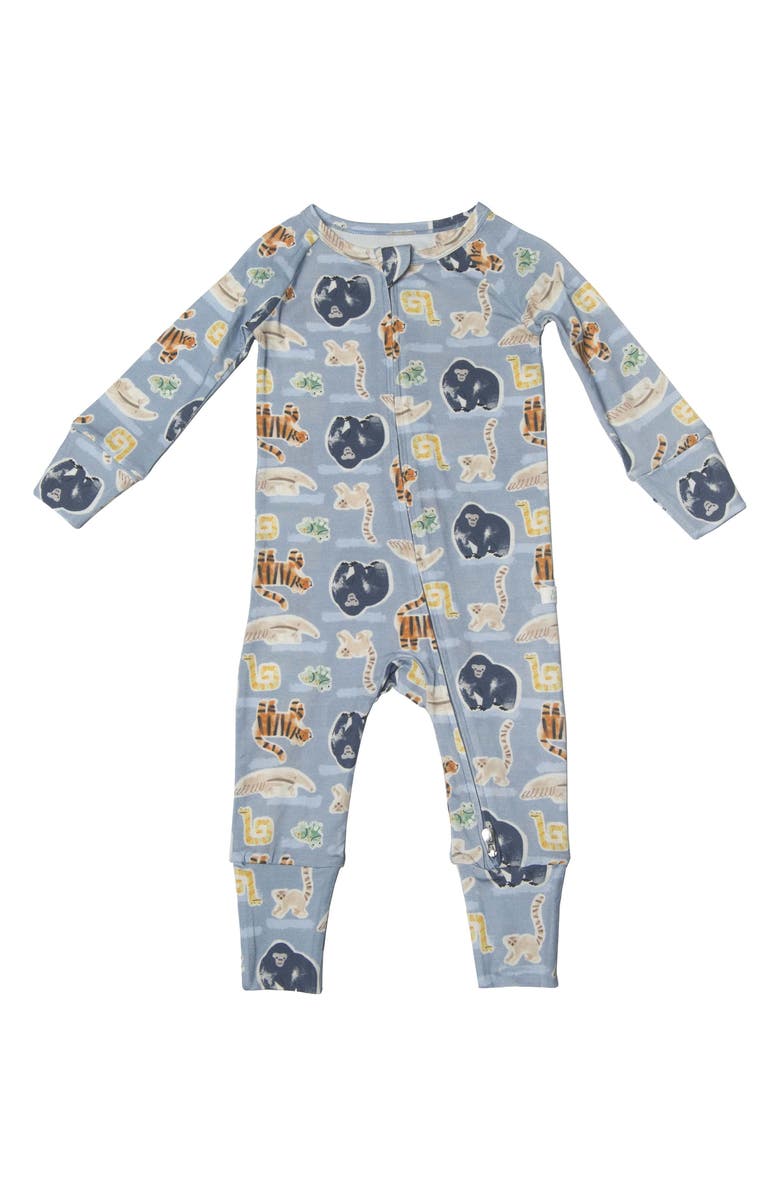 Loulou Lollipop Jungle Friends Fitted One-Piece Pajamas, Main, color, Jungle Friends