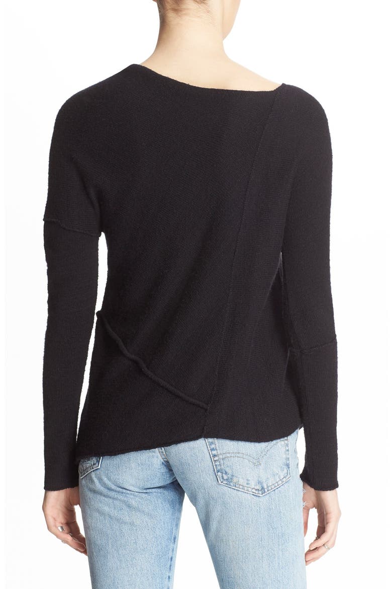 'Love and Harmony' Asymmetrical Sweater, Alternate, color, BLACK