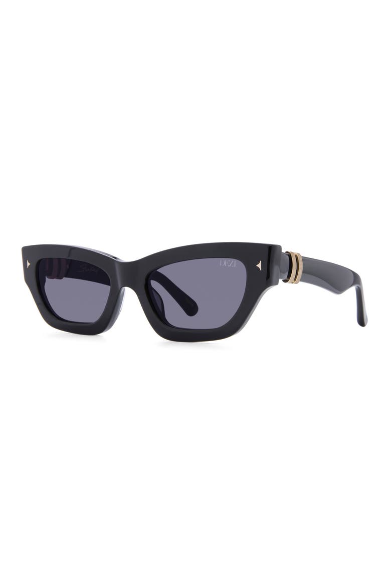 Stacked 55mm Cat Eye Sunglasses, Alternate, color, BLACK / DARK SMOKE / GOLD