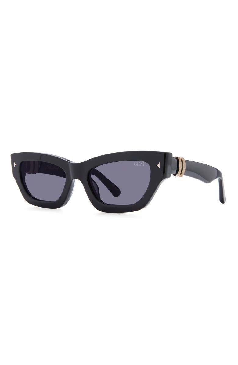 DEZI Stacked 55mm Cat Eye Sunglasses, Alternate, color, Black / Dark Smoke / Gold