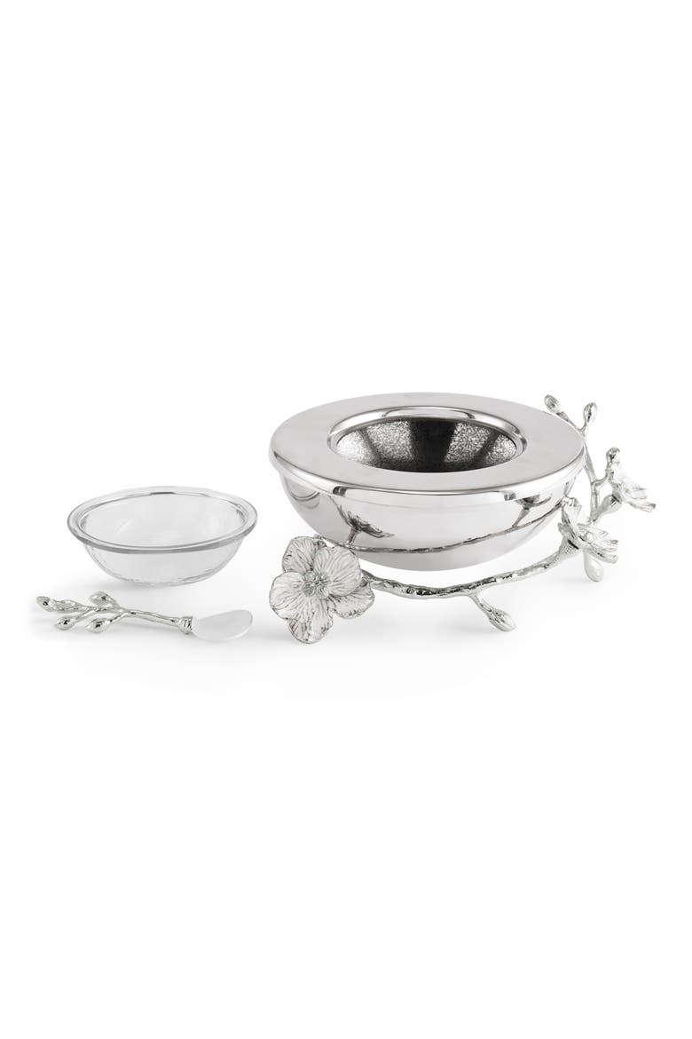 Silver Orchid Caviar Dish, Alternate, color, STEEL