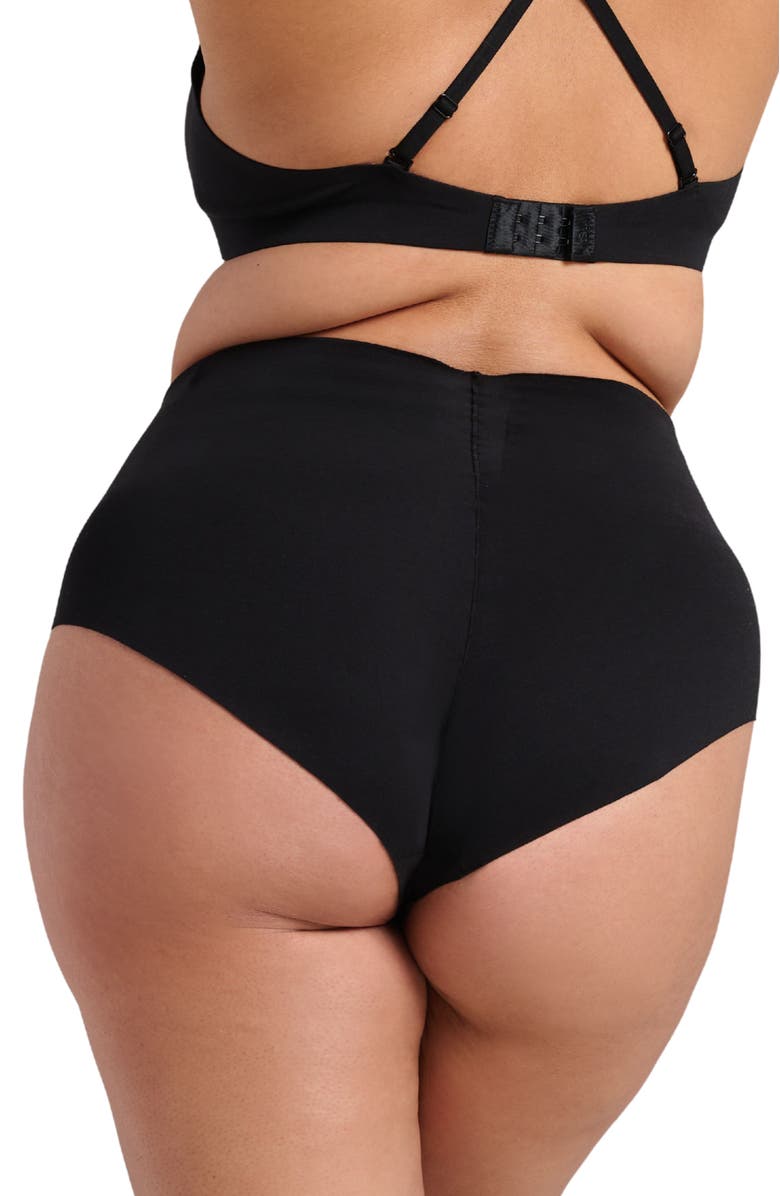 Siella Organic Cotton No-Show Shaping Brief, Alternate, color, Black