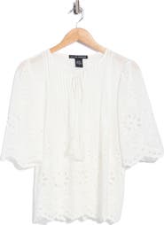 Forgotten Grace Eyelet Cotton Top with Scalloped Hem