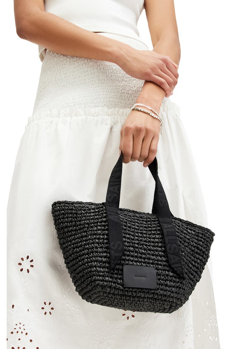 AllSaints Celayne Straw Mini Tote, Alternate, color,