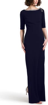 EMILY SHALANT Jeweled Neck Gown