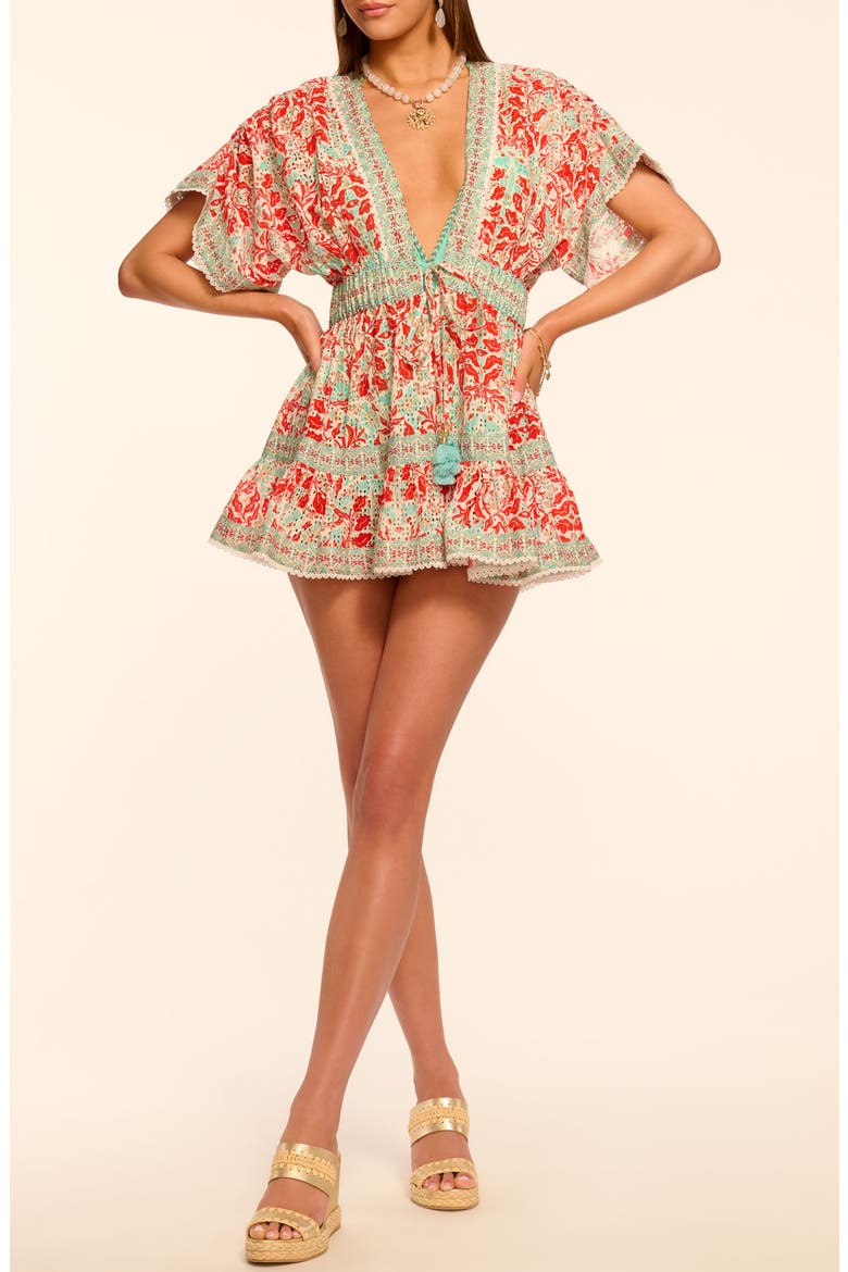 Margo Eyelet Embroidered Cover-Up Minidress, Main, color, FLAME COMBO