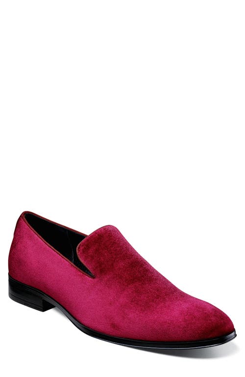 Stacy Adams Men's Savian Velour Slip-on Loafers In Cranberry
