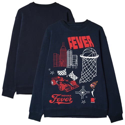 Round21 Unisex  Navy Indiana Fever Wallpaper Pullover Sweatshirt In Blue