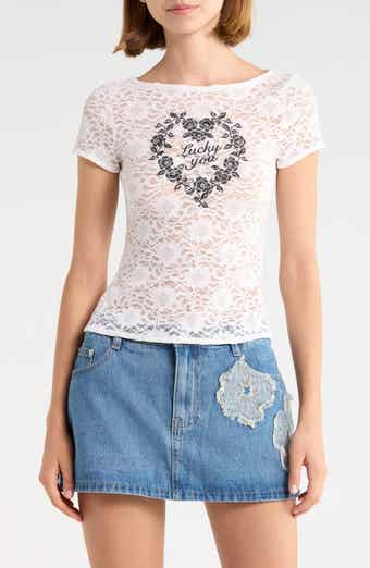 Lucky You Graphic Lace Top