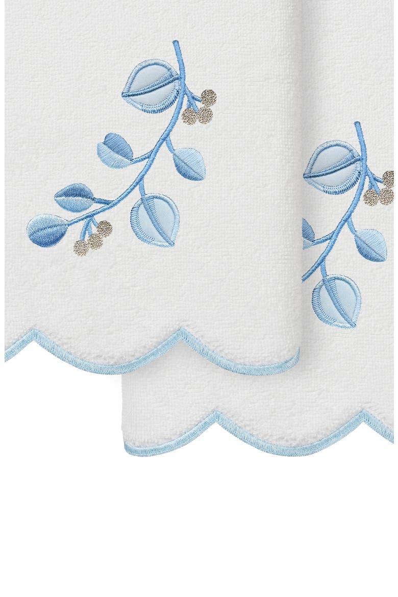 2-Piece Wild Branch Turkish Cotton Hand Towel Set, Alternate, color, WHITE/ BLUE