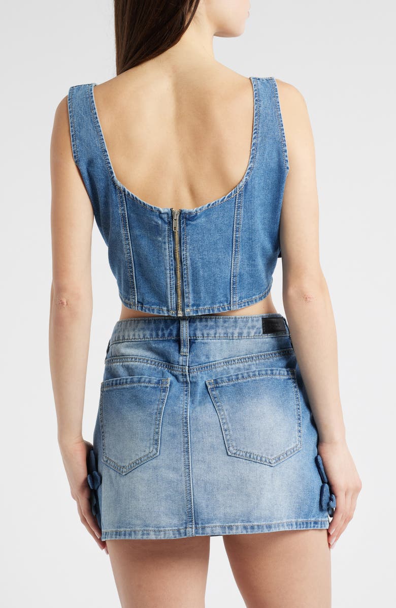 PTCL Raya 3D Floral Crop Denim Top, Alternate, color, Indigo