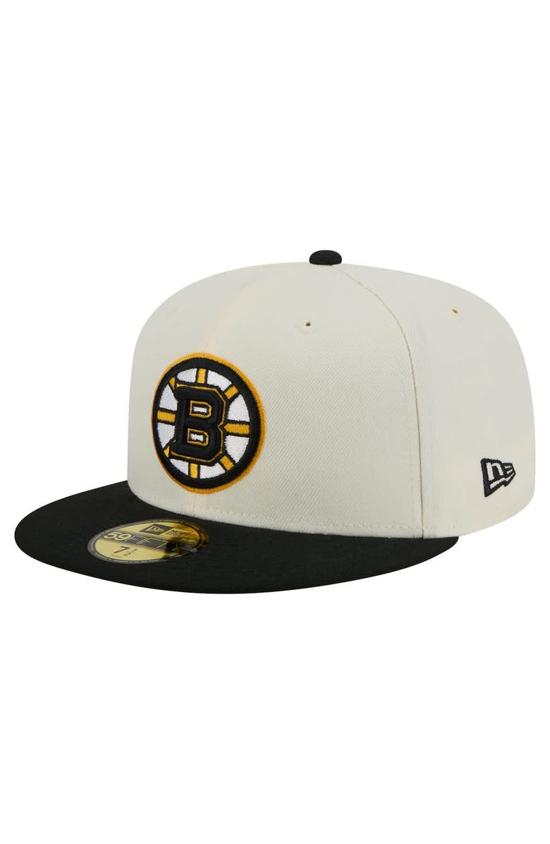 New Era Men's New Era White Boston Bruins Chrome Two-Toned 59FIFTY Fitted Hat, Main, color, Cream