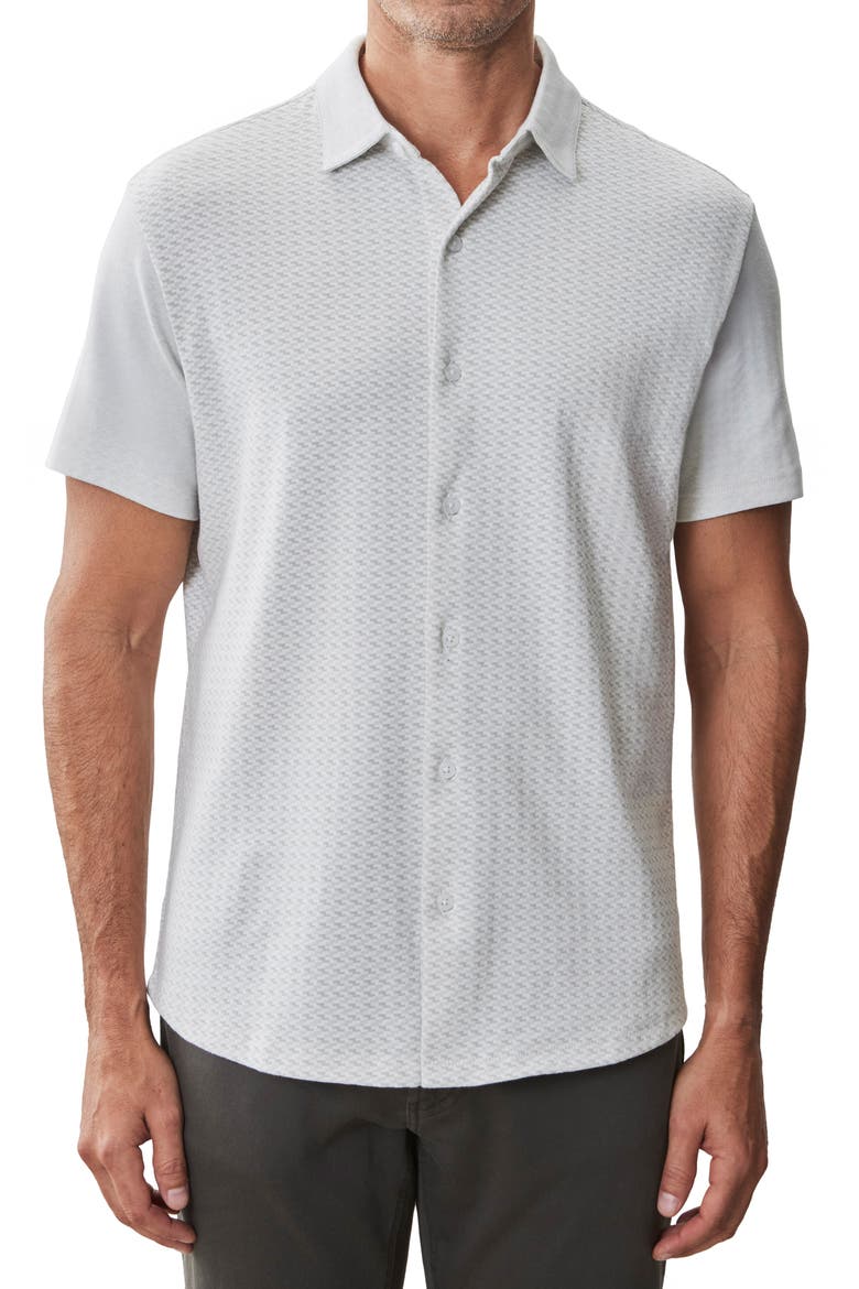 Booker Short Sleeve Knit Button-Up Shirt, Main, color, SHADOW GREEN