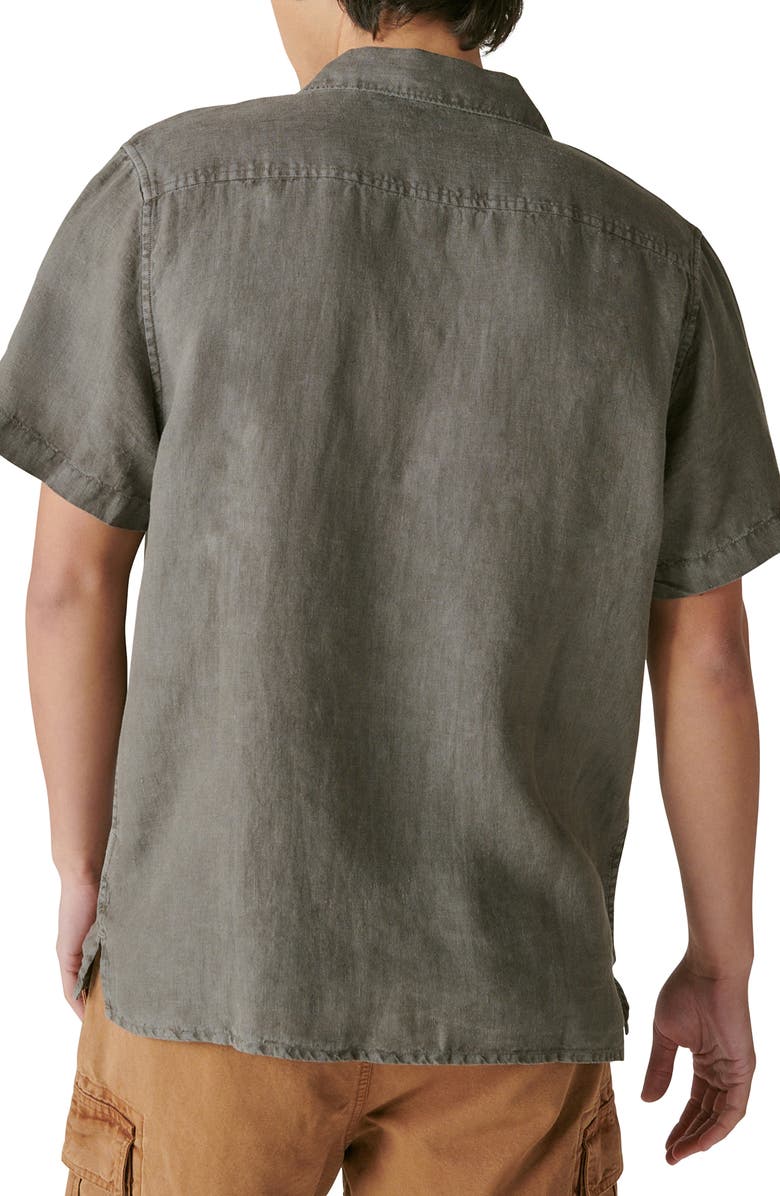 Lucky Brand Short Sleeve Linen Camp Shirt, Alternate, color, 