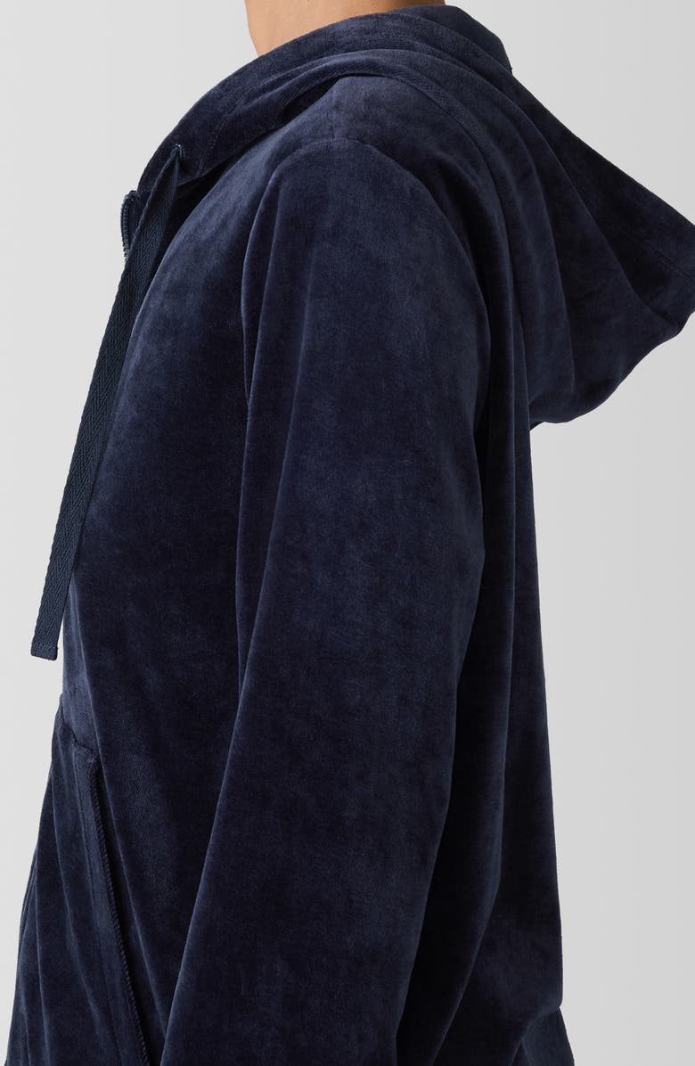 Eileen Fisher Velour Zip-Up Hoodie, Alternate, color, Ink