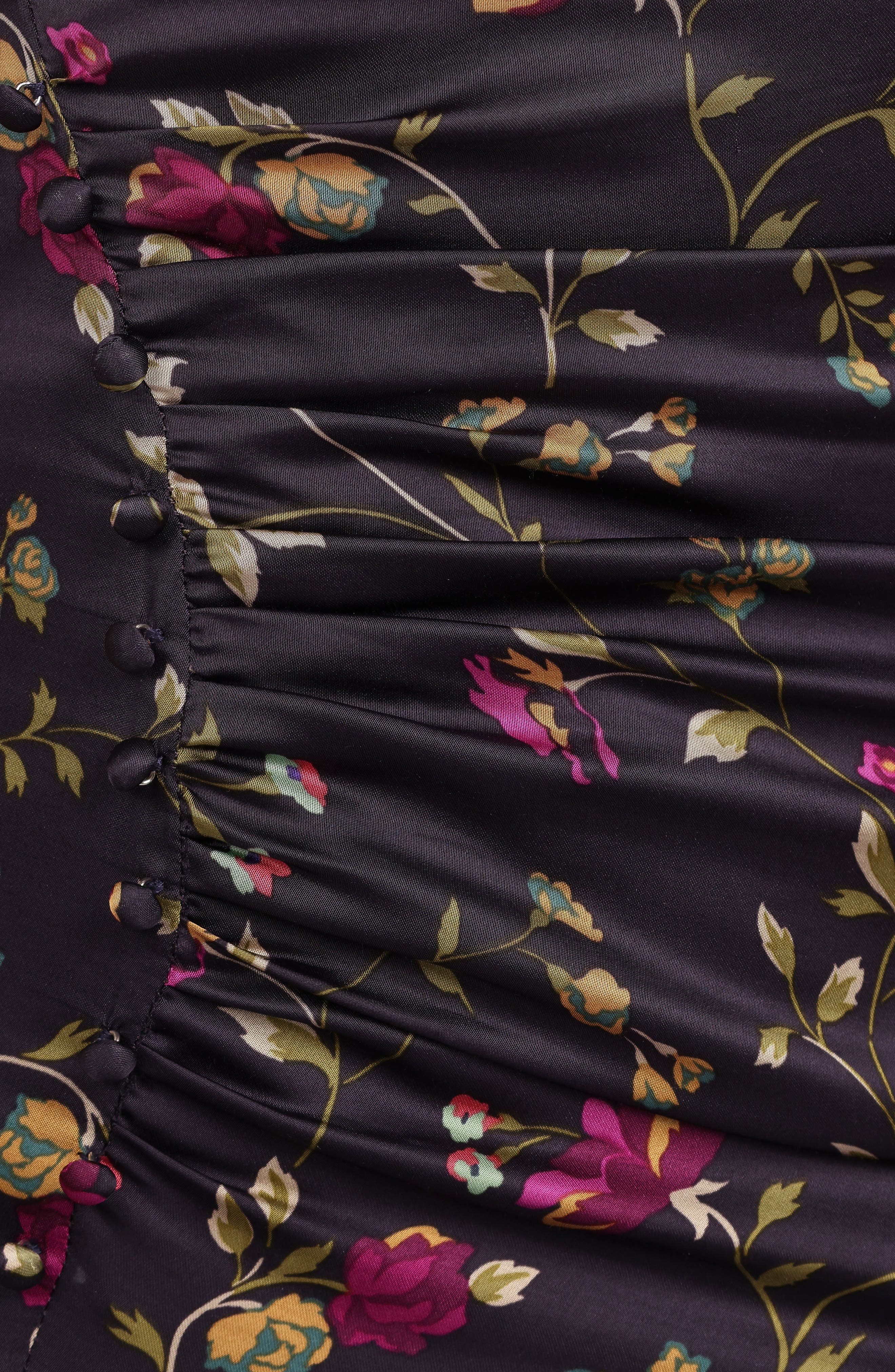 lisbeth floral cap sleeve satin midi dress Petal & Pup Lisbeth Floral Cap Sleeve Satin Midi Dress in Blue