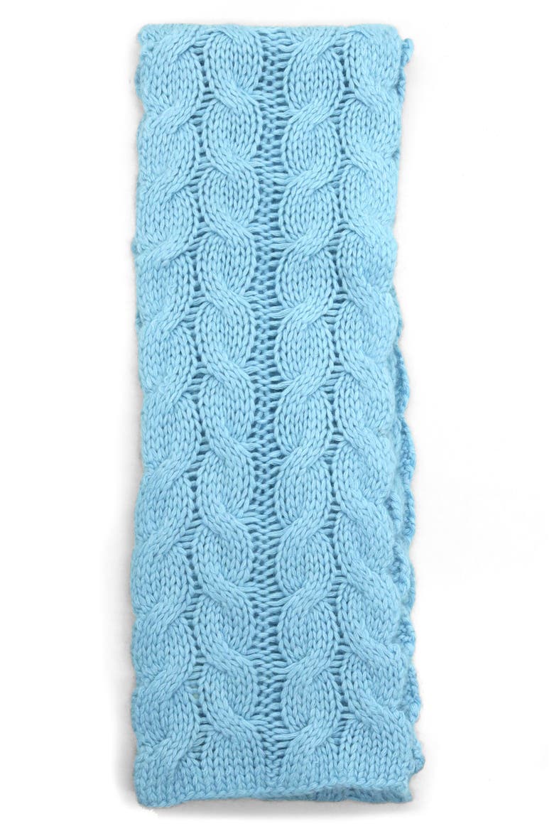 Chunky Cable Knit Lambswool Blend Scarf, Alternate, color, BABY BLUE
