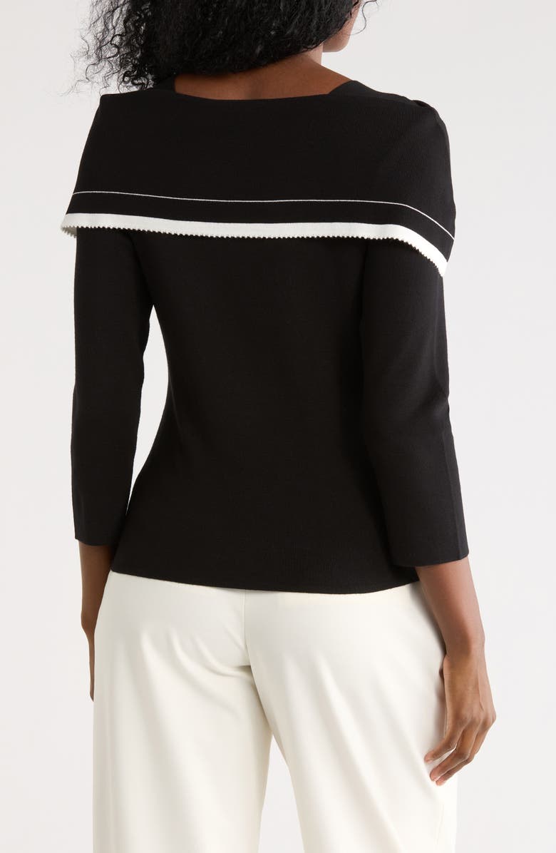 Adrianna Papell Bow Off the Shoulder Sweater, Alternate, color, Black/ Ivory