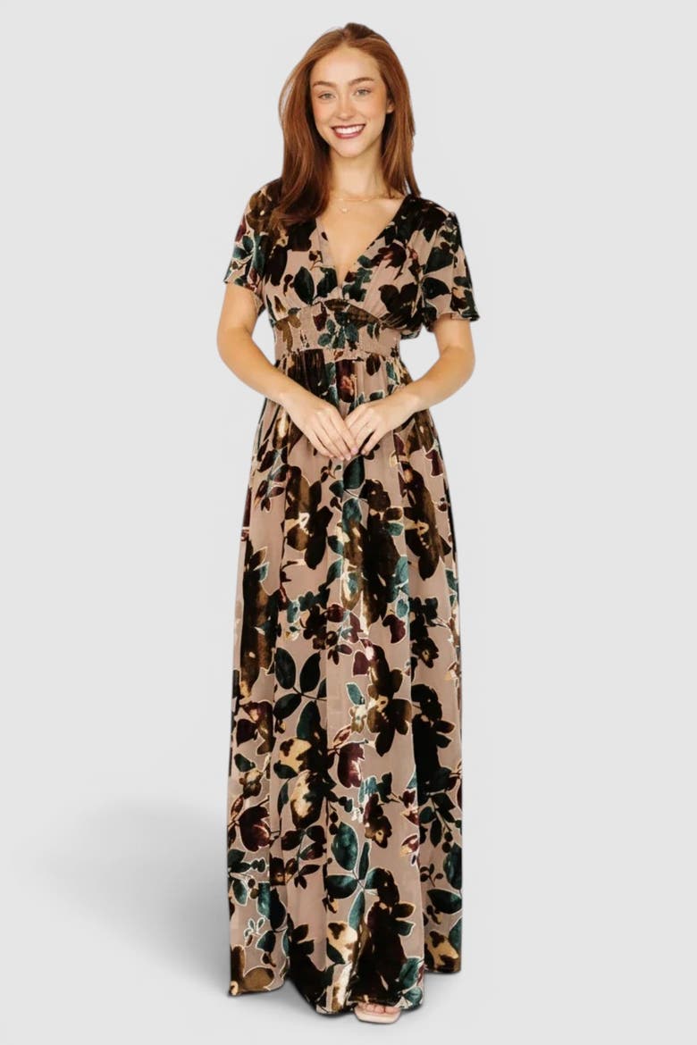 Valen Maxi Dress, Main, color, Champagne Multi