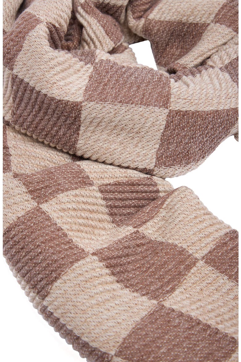 Fringe Checker Scarf, Alternate, color, BROWN