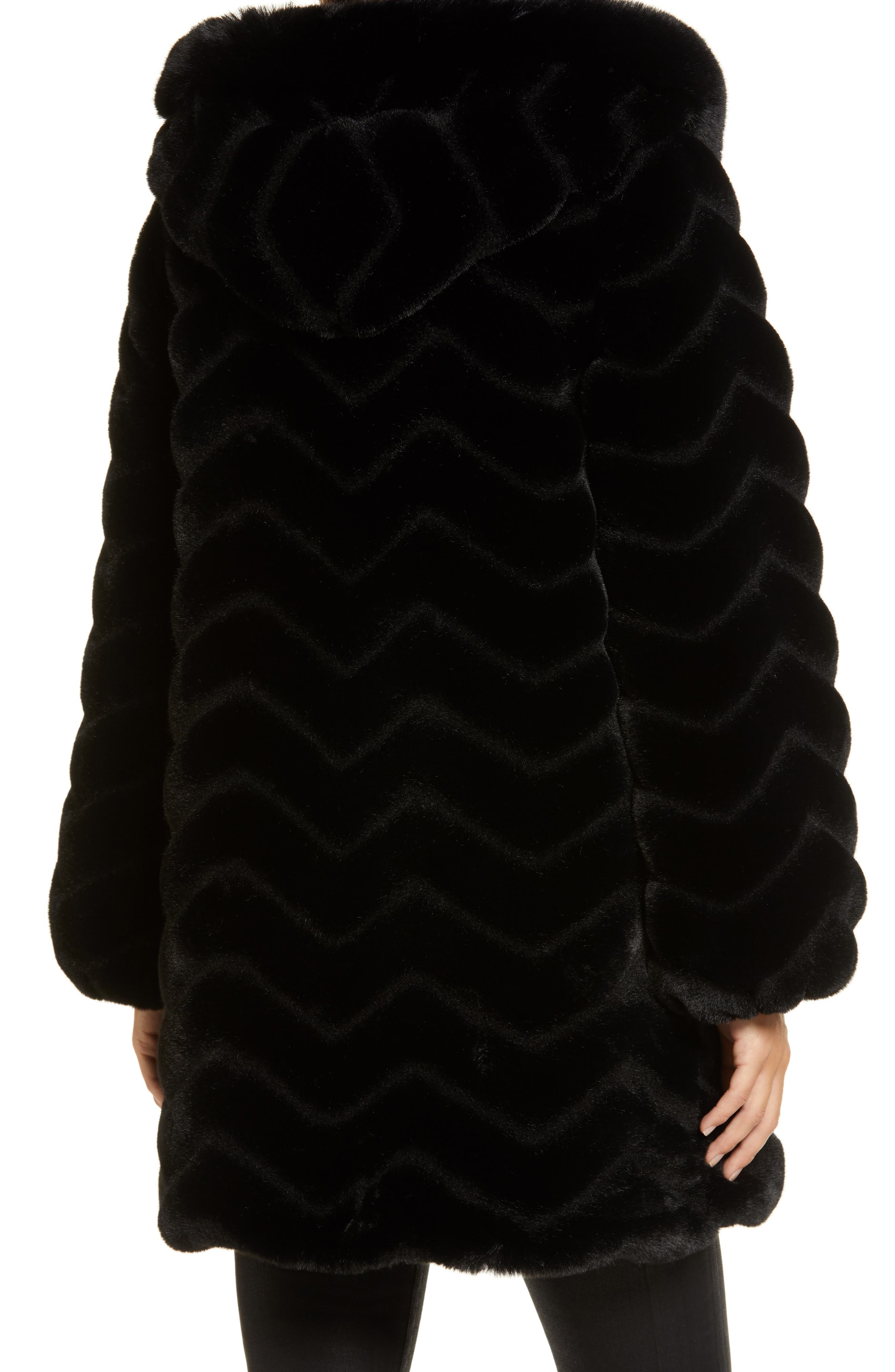 Grooved Faux Fur Hooded Jacket - image 2