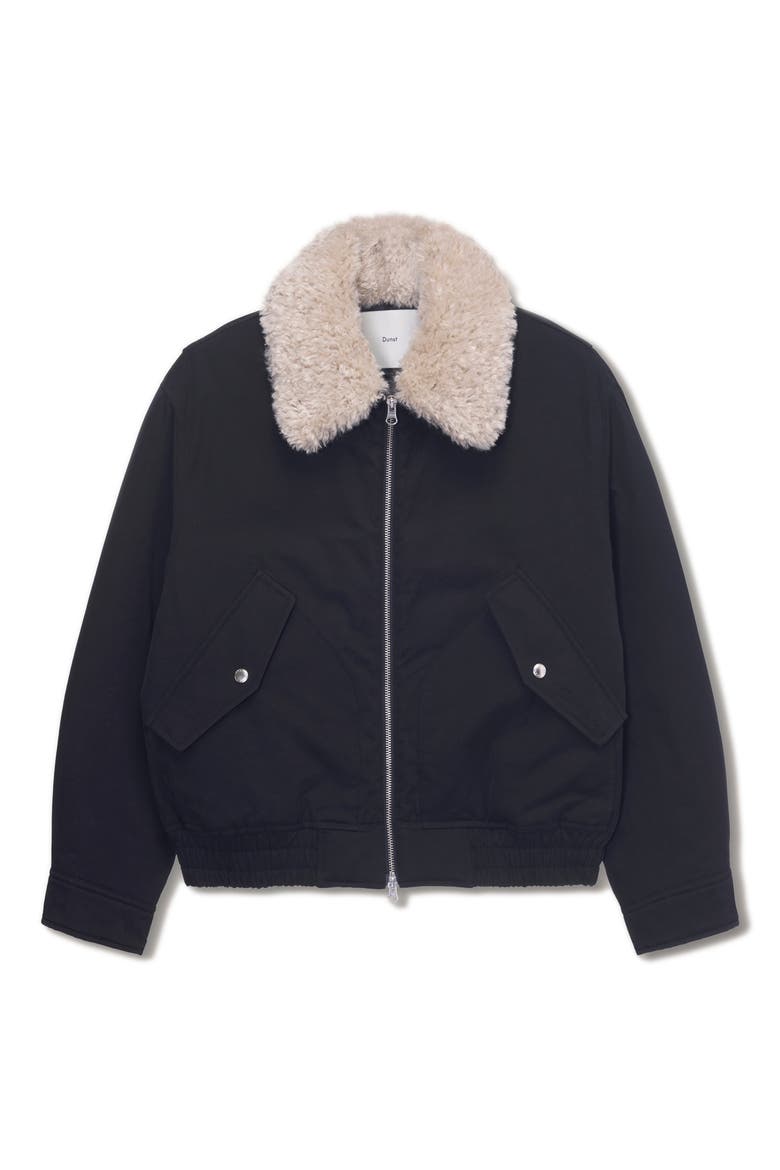 Gender Inclusive Flight Padded Jacket with Faux Shearling Collar, Alternate, color, BLACK