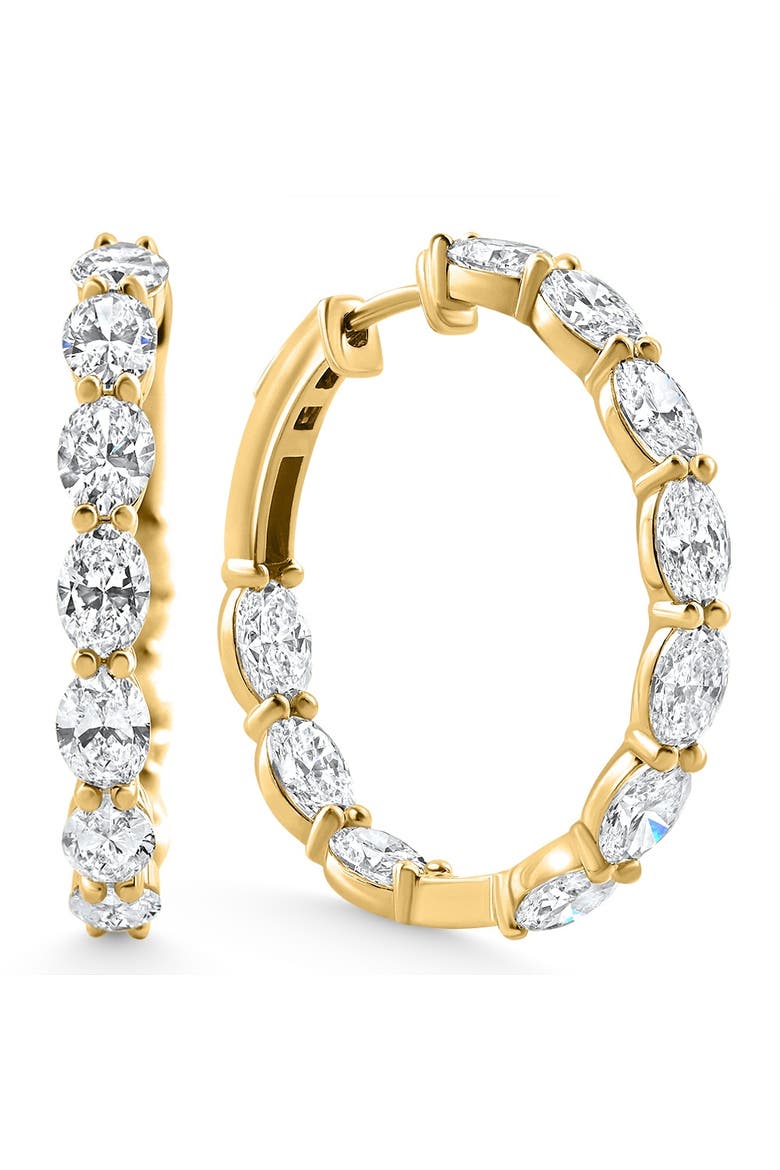 8Ct Oval Diamond Hoops 14k Gold Lab Grown  1" Tall, Main, color, 14k Yellow Gold
