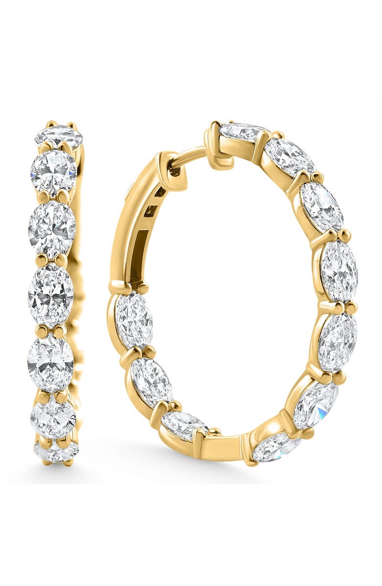 Bliss Diamond 8Ct Oval Diamond Hoops 14k Gold Lab Grown  1" Tall, Main, color, 14K Yellow Gold