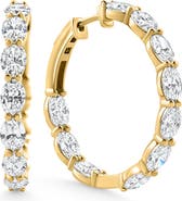 Bliss Diamond 8Ct Oval Diamond Hoops 14k Gold Lab Grown  1" Tall