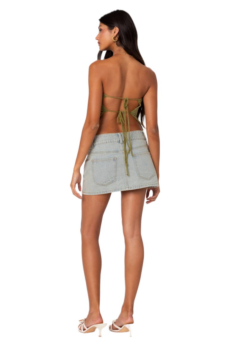 Niki Openwork Strapless Top, Alternate, color, OLIVE