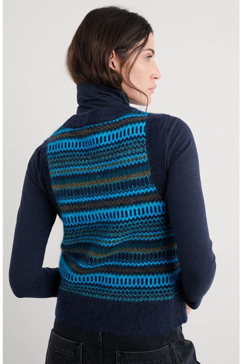 Annik Fair Isle Wool & Mohair Blend Sweater Vest, Alternate, color, KNIT MODERNIST CYAN MULTI