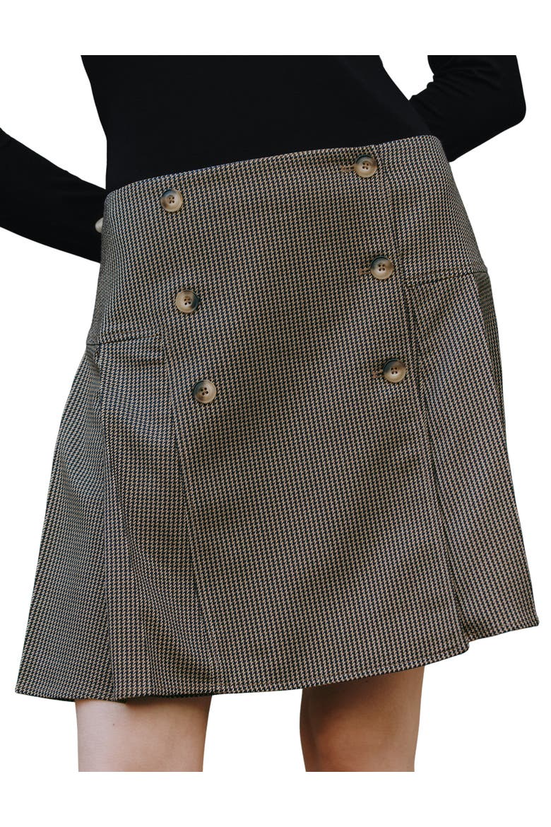 Pleated Short Skirt, Main, color, Brown