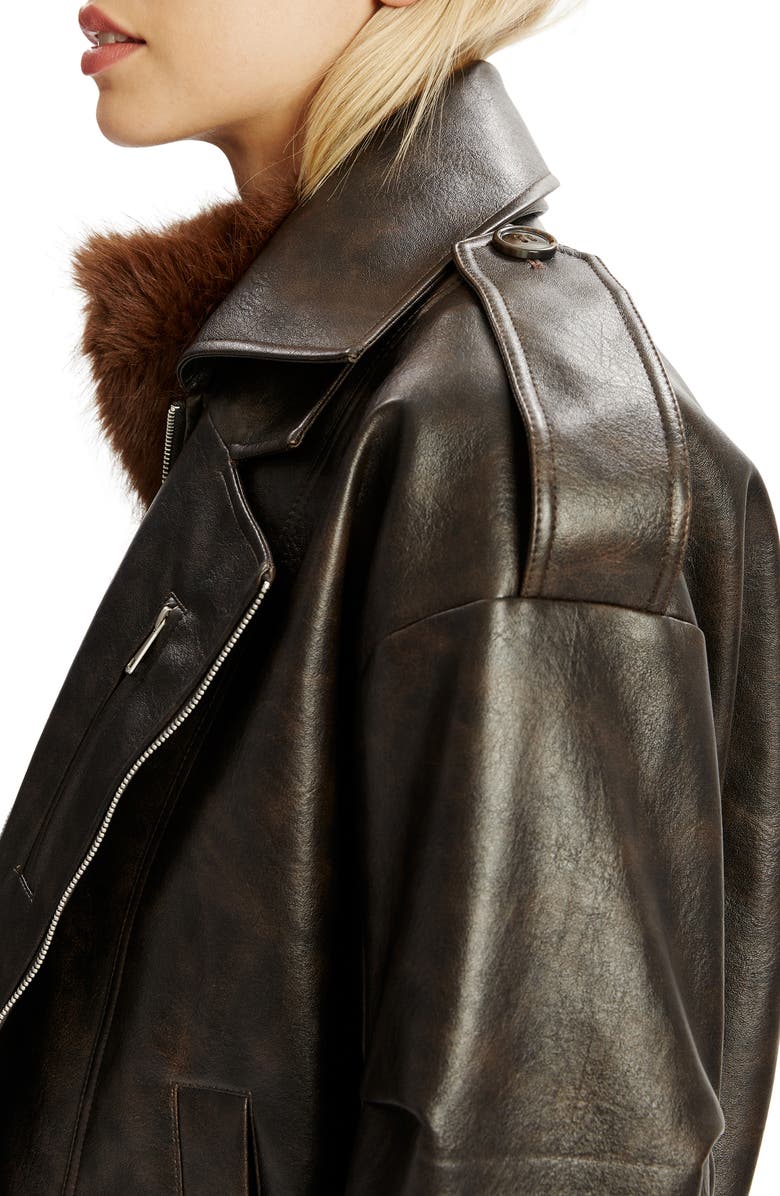 Bardot Kavi Oversize Faux Leather Moto Jacket, Alternate, color, 