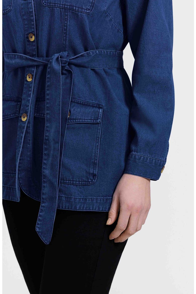Stella Belted Denim Utility Jacket, Alternate, color, DARK WASH
