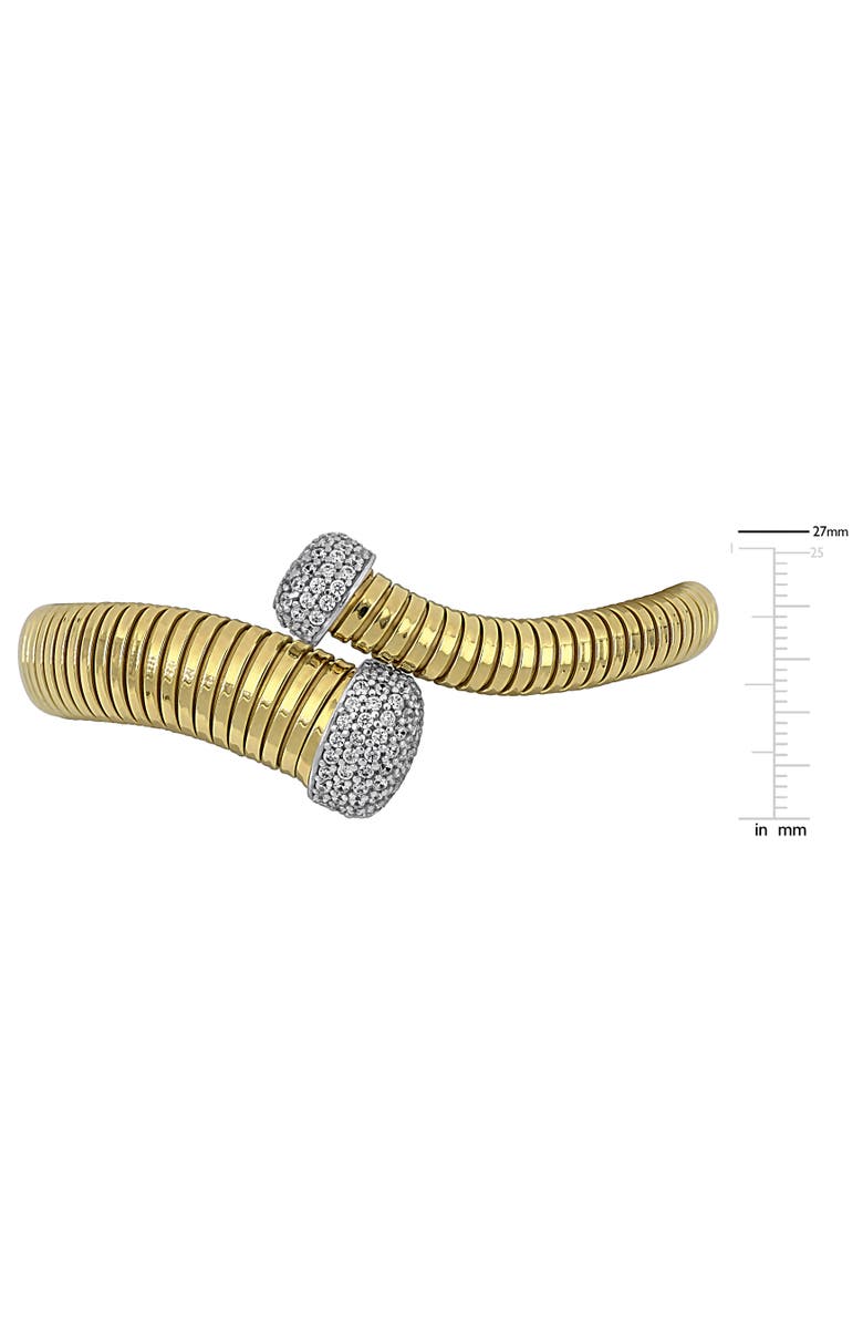 Julianna B. Cubic Zirconia Bypass Wrap Bangle Bracelet, Alternate, color, Yellow-Plated