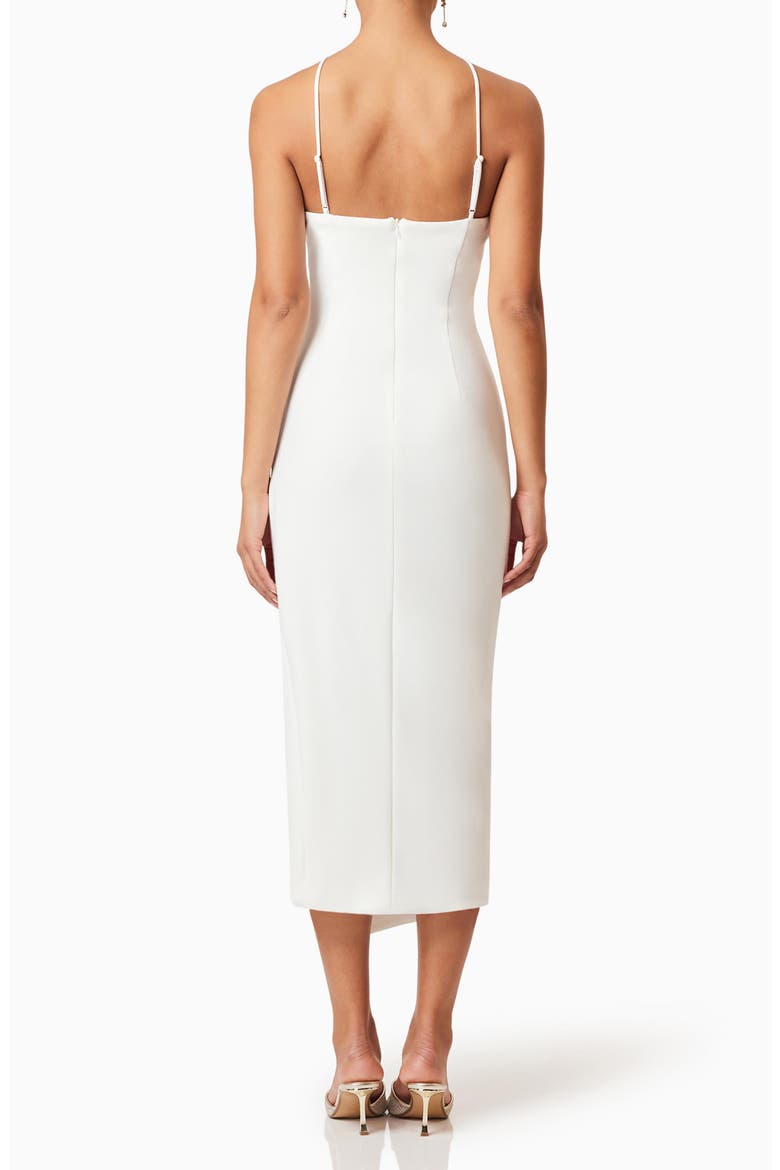 Janelle Floral Appliqué Halter Neck Cocktail Midi Dress, Alternate, color, IVORY
