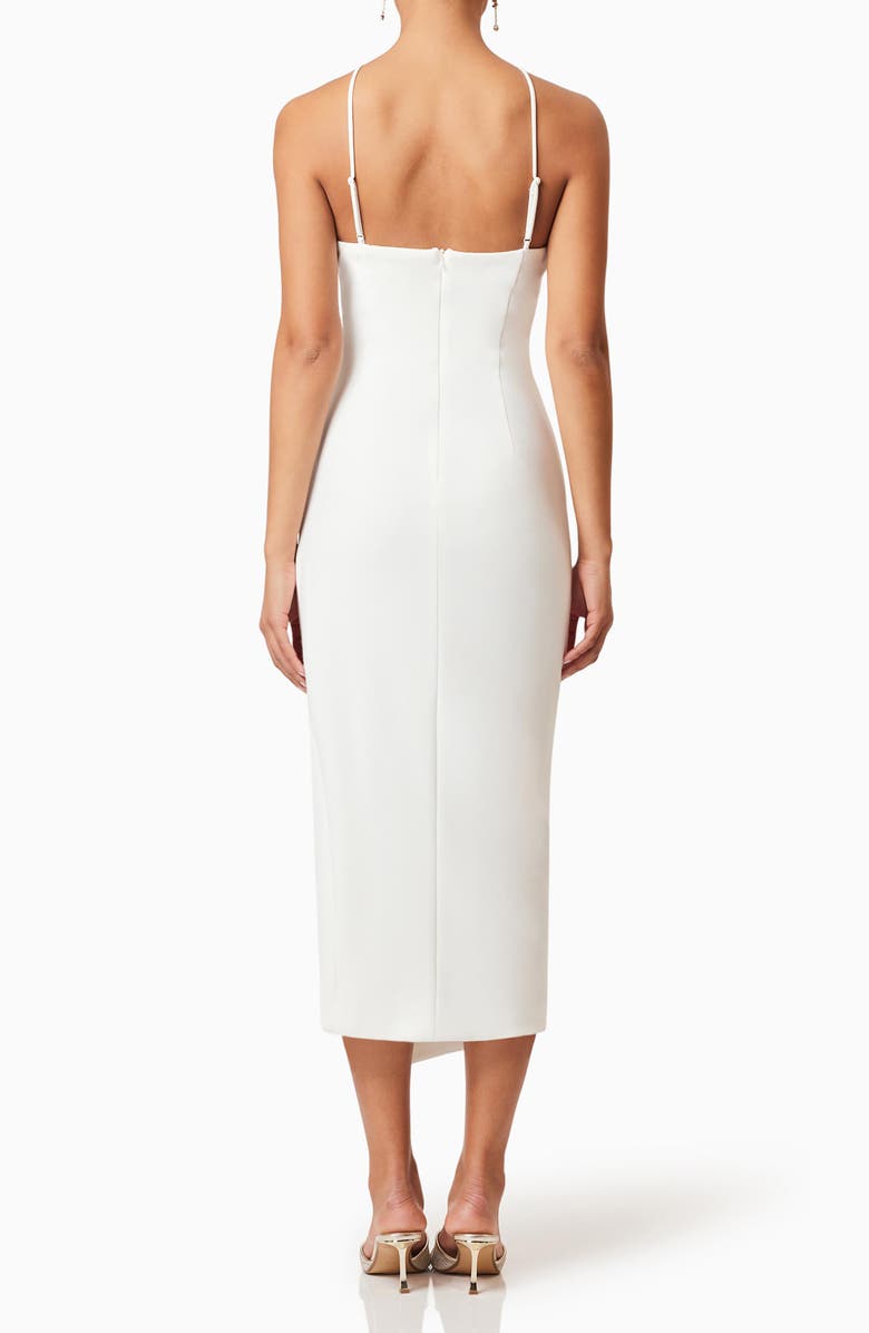 Elliatt Janelle Floral Appliqué Halter Neck Cocktail Midi Dress, Alternate, color, Ivory