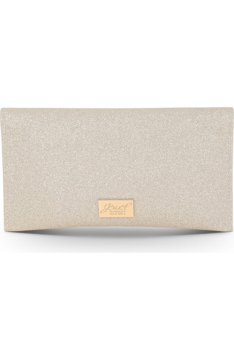 Jewel Badgley Mischka Sarah Envelope Clutch with Crystal Brooch, Alternate, color, Gold