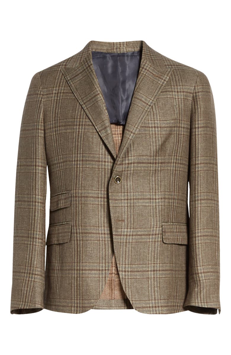 Eleventy Glen Plaid Zegna Linen Blend Sport Coat, Alternate, color,